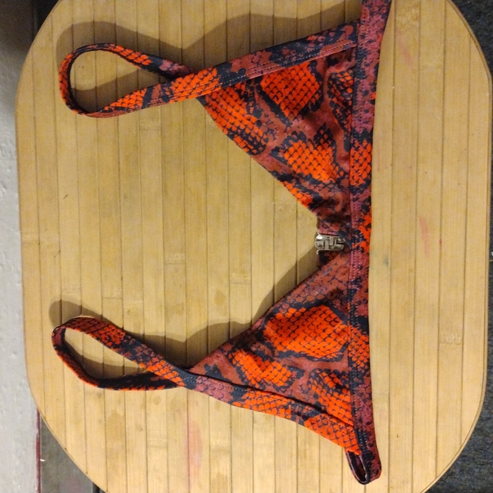 Zaful, Red snake skin print,bikini top